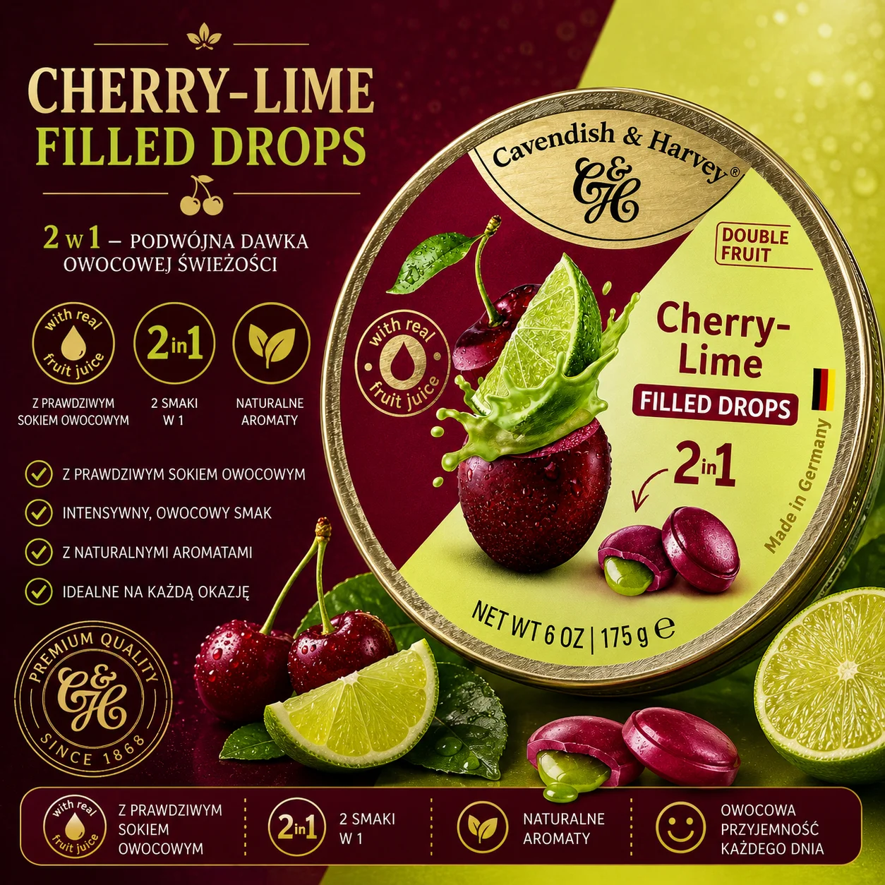🍒🍋🍬✨ Cavendish & Harvey Cherry-Lime Filled Drops