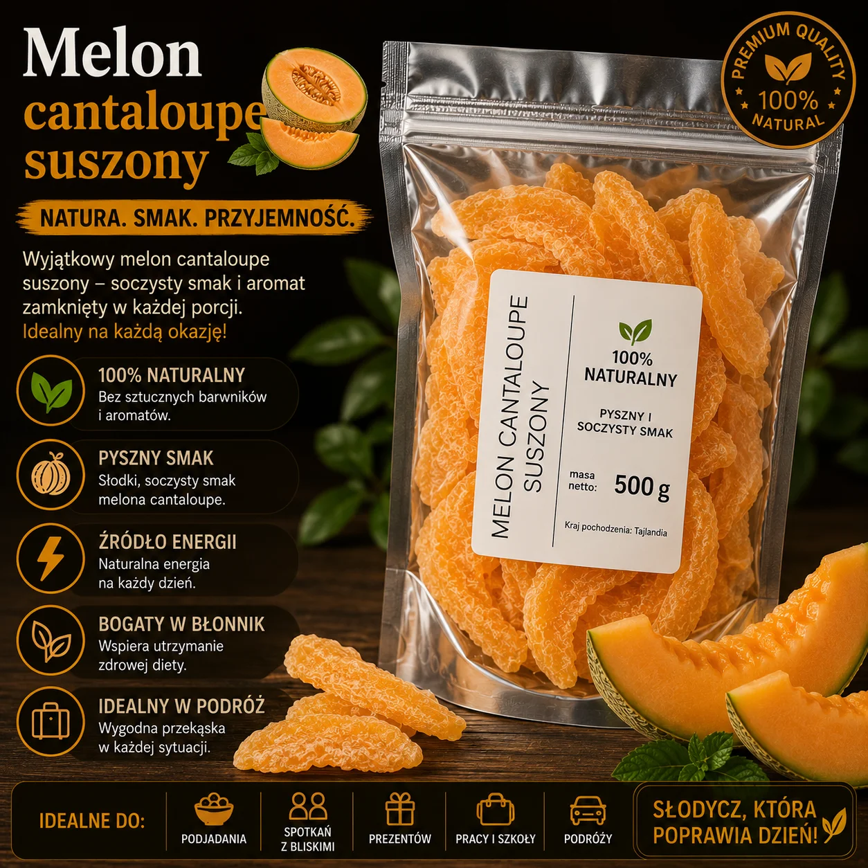 🍈✨ Kantalupa suszona z Tajlandii 500g