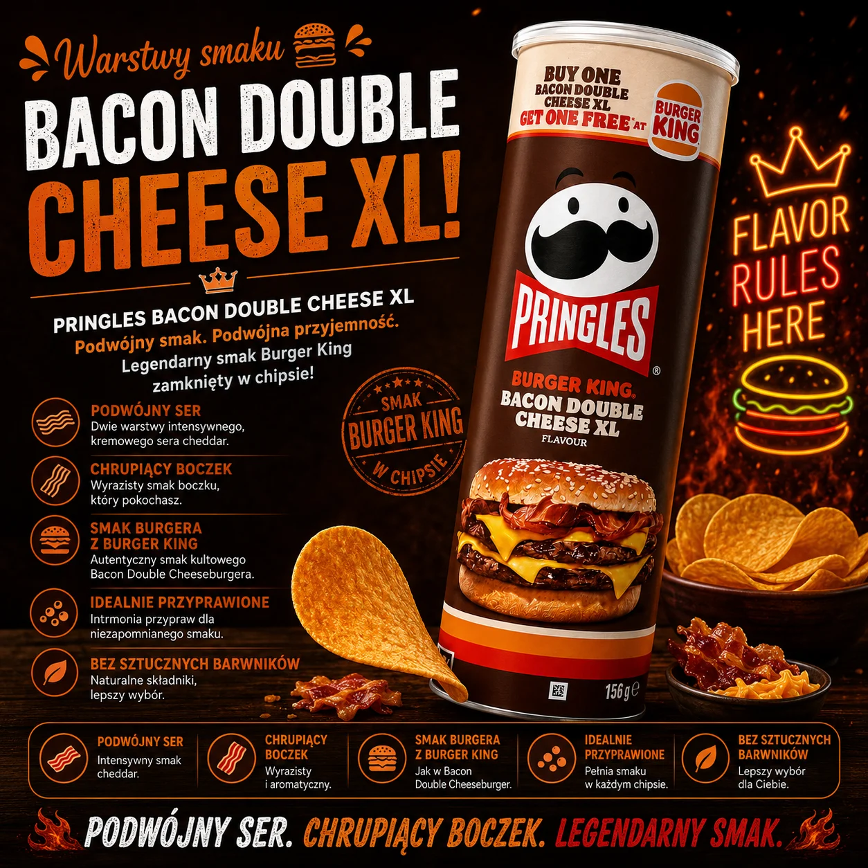 🍔🥓 Pringles Burger King Bacon Double Cheese XL