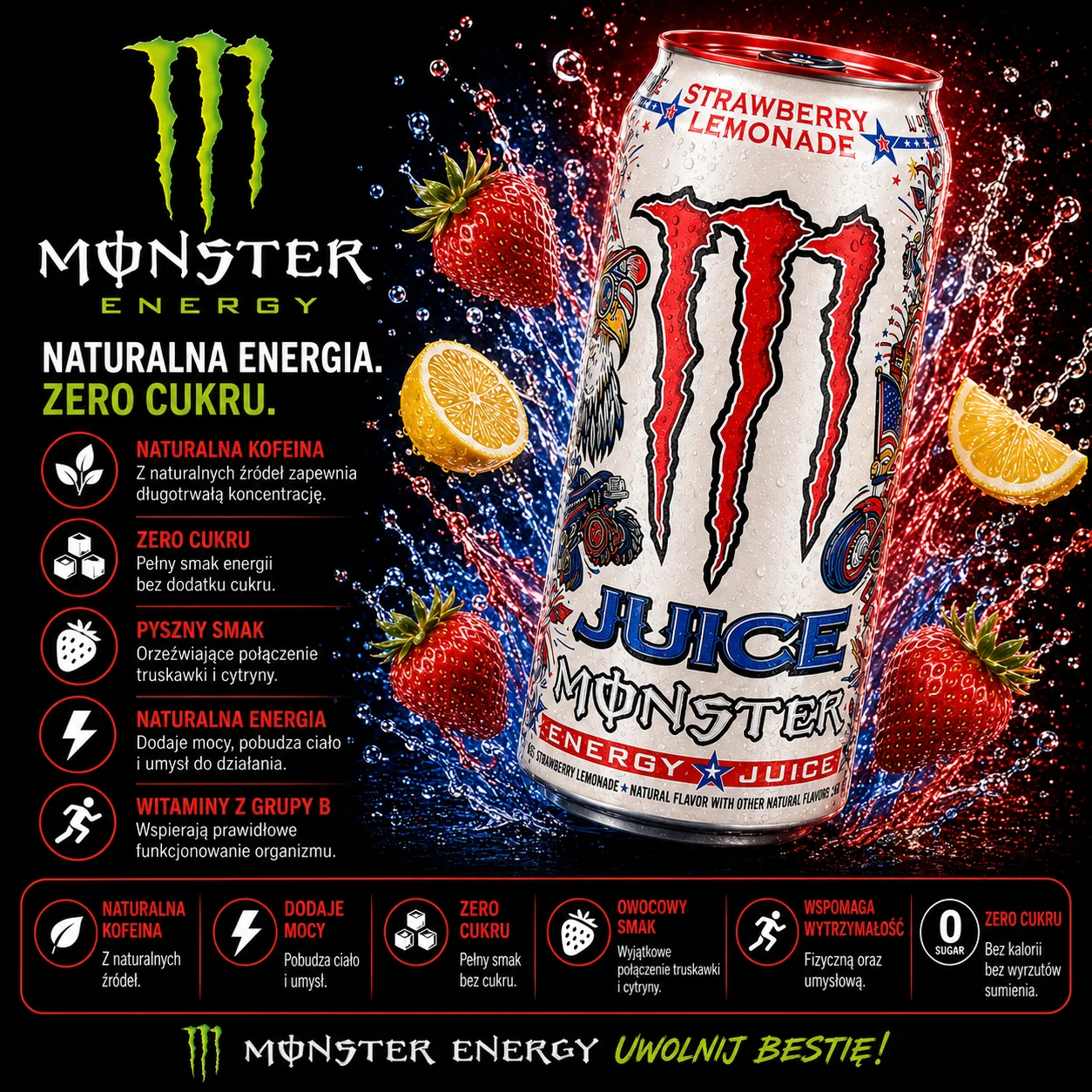 🍓 Monster Juice Strawberry Lemonade 473 ml