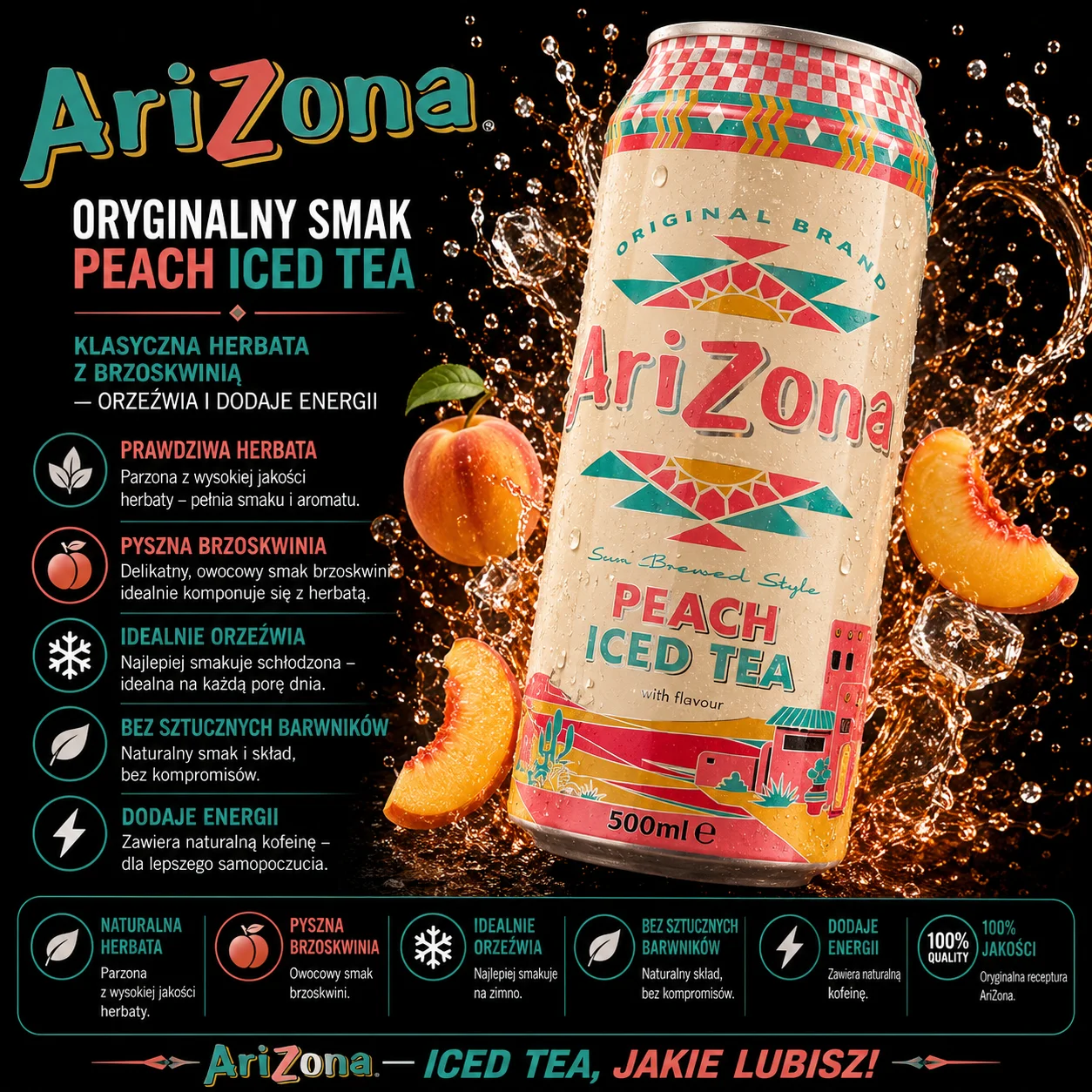 🍑 Arizona Peach Iced Tea 500 ml