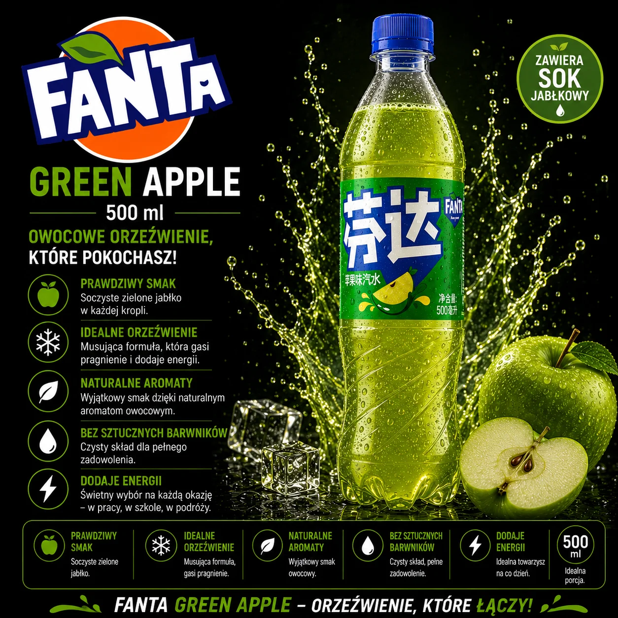 🍏 Fanta Green Apple 500 ml